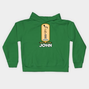 JOHN-American names in hieroglyphic letters-JOHN, name in a Pharaonic Khartouch-Hieroglyphic pharaonic names Kids Hoodie